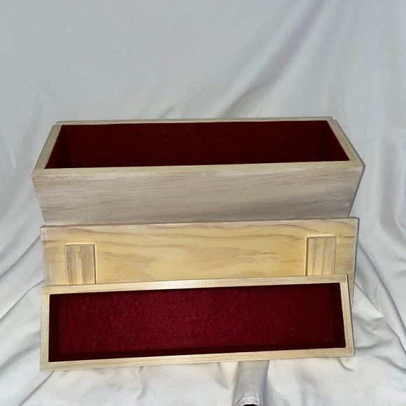 Handmade Wooden Floral Keepsake Jewelry Box Hand Painted Wood-burned Design - Picture 8 of 10